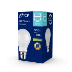 TCP LED Filament Frosted Classic 7W BC Dimmable Light Bulb -Home Lighting 12813600 1754833199505448