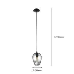 Eglo Newtown Pendant Ceiling Light - Black -Home Lighting 12828084 5134832953479597