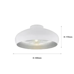 Eglo Mogano Flush Light - White & Silver -Home Lighting 12836720 1464833236022660