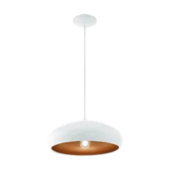 Eglo Mogano 1 Pendant Light - White & Copper -Home Lighting 12836801 1164831966312668