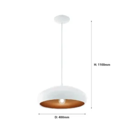 Eglo Mogano 1 Pendant Light - White & Copper -Home Lighting 12836801 1934833170412924