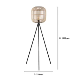 Eglo Bordesley Wooden Floor Lamp -Home Lighting 12879397 1594843869040566