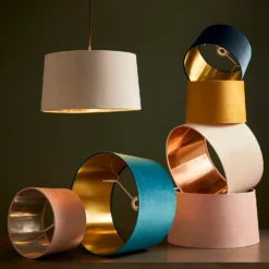 House Beautiful Samet Velvet Drum Shade - Pink - 45cm -Home Lighting 12882893 4834861162707363