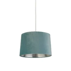 House Beautiful Samet Velvet Drum Shade - Duck Egg - 30cm -Home Lighting 12882903 1354861162899228