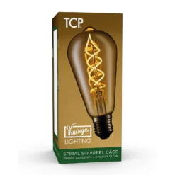 TCP Decorative Lightbulb Soft Filament ST64 Cage ES 4W/23W Warm Amber 1 Pack -Home Lighting 12968021 4534853931495495