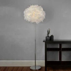 Hattie Feather Floor Lamp - White -Home Lighting 13157970 9684958397061995