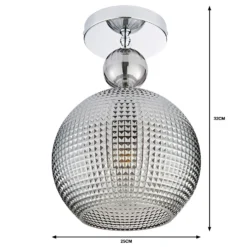 Safi Glass Flush Pendant - Chrome Smoke -Home Lighting 13208300 4934909895138631