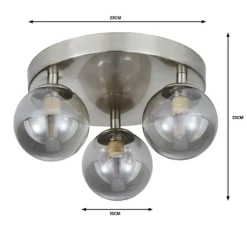 Orb 3 Light Flush Pendant - Nickel Smoke -Home Lighting 13208301 4844909895072691