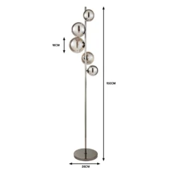 Orb II 5 Light Floor Lamp - Black Chrome Smoke -Home Lighting 13208304 3234909895124810