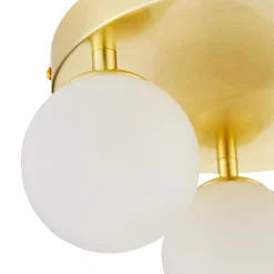 Orb 3 Light Flush Pendant - Brass & Opal -Home Lighting 13208330 1984896913623825