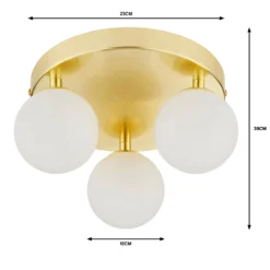 Orb 3 Light Flush Pendant - Brass & Opal -Home Lighting 13208330 6064909895429430