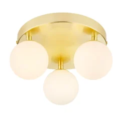 Orb 3 Light Flush Pendant - Brass & Opal -Home Lighting 13208330 6274896913452492
