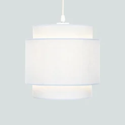 Finn Tier Drum Sky Blue Linen Shade - 25cm -Home Lighting 13222480 1264901095855308