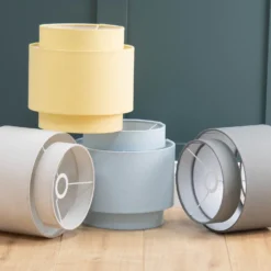 Finn Tier Drum Sky Blue Linen Shade - 25cm -Home Lighting 13222480 1764944148477011