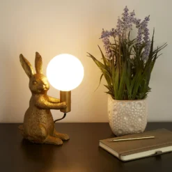 Rabbit Table Lamp - Gold & Glass -Home Lighting 13528281 1964956834690186