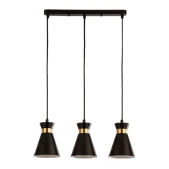 Balham 3 Light Diner Bar Light - Black & Brass -Home Lighting 13528465 1625042091695865