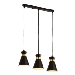 Balham 3 Light Diner Bar Light - Black & Brass -Home Lighting 13528465 7985042091908388