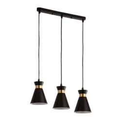 Balham 3 Light Diner Bar Light - Black & Brass -Home Lighting 13528465 8465042091939807
