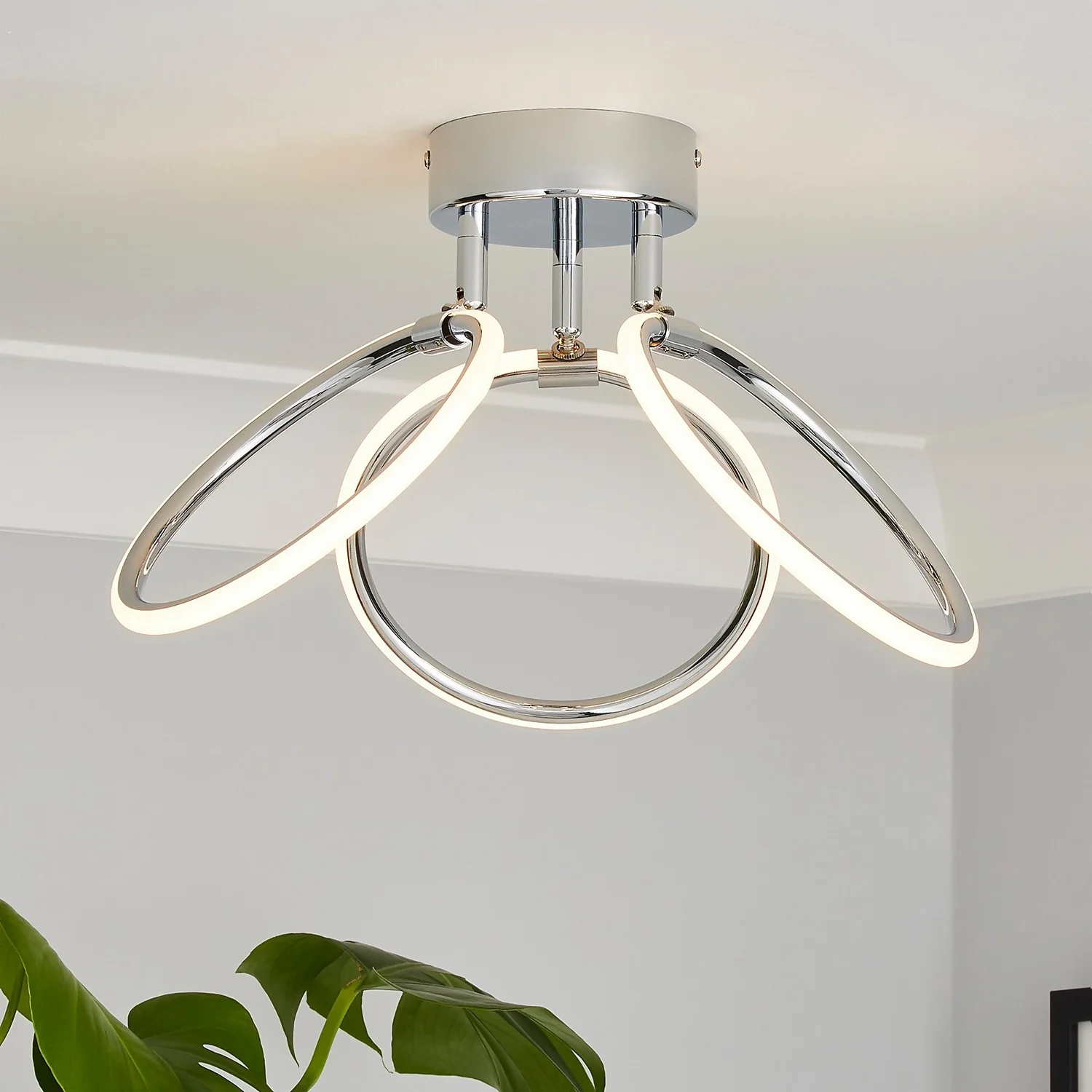Hudson 3 Ring LED Semi Flush Ceiling Light - Chrome 3 Hudson 3 Ring LED Semi Flush Ceiling Light - Chrome