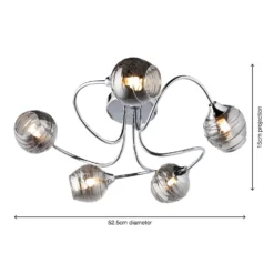 Marple 5 Light Semi Flush Ceiling Light - Chrome & Smoke -Home Lighting 13645384 2014956789790233