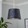 Mia Velvet 30cm Patterned Lamp Shade - Navy -Home Lighting 13751363 1364969499002821