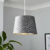 Mia Velvet 30cm Patterned Lamp Shade - Grey -Home Lighting 13751365 1954969499005629