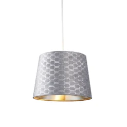 Mia Velvet 30cm Patterned Lamp Shade - Grey -Home Lighting 13751365 3774969499093493