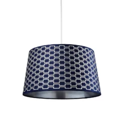 Mia Velvet 43cm Patterned Lamp Shade - Navy 7 Mia Velvet 43cm Patterned Lamp Shade - Navy -Home Lighting 13751366 1054969499148633