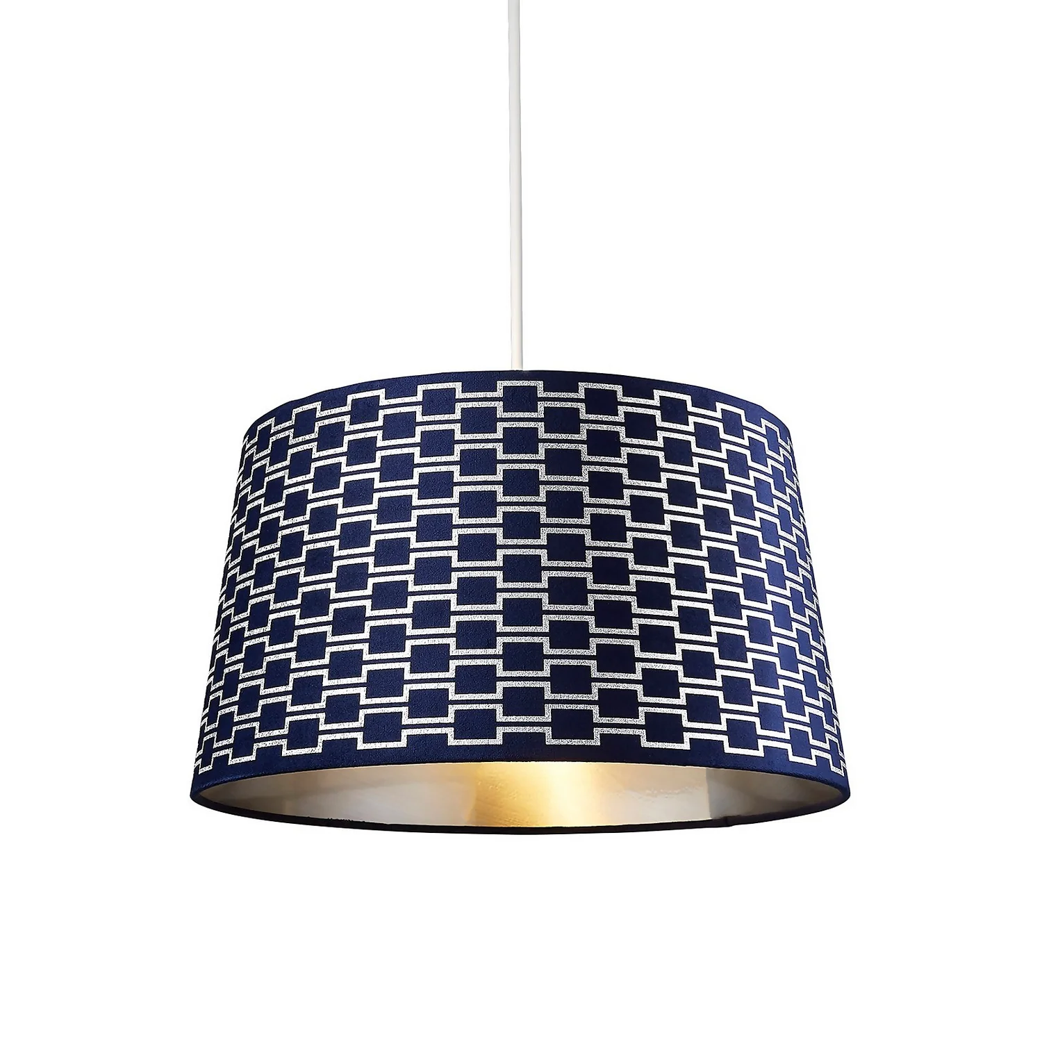 Mia Velvet 43cm Patterned Lamp Shade - Navy 4 Mia Velvet 43cm Patterned Lamp Shade - Navy - Image 2