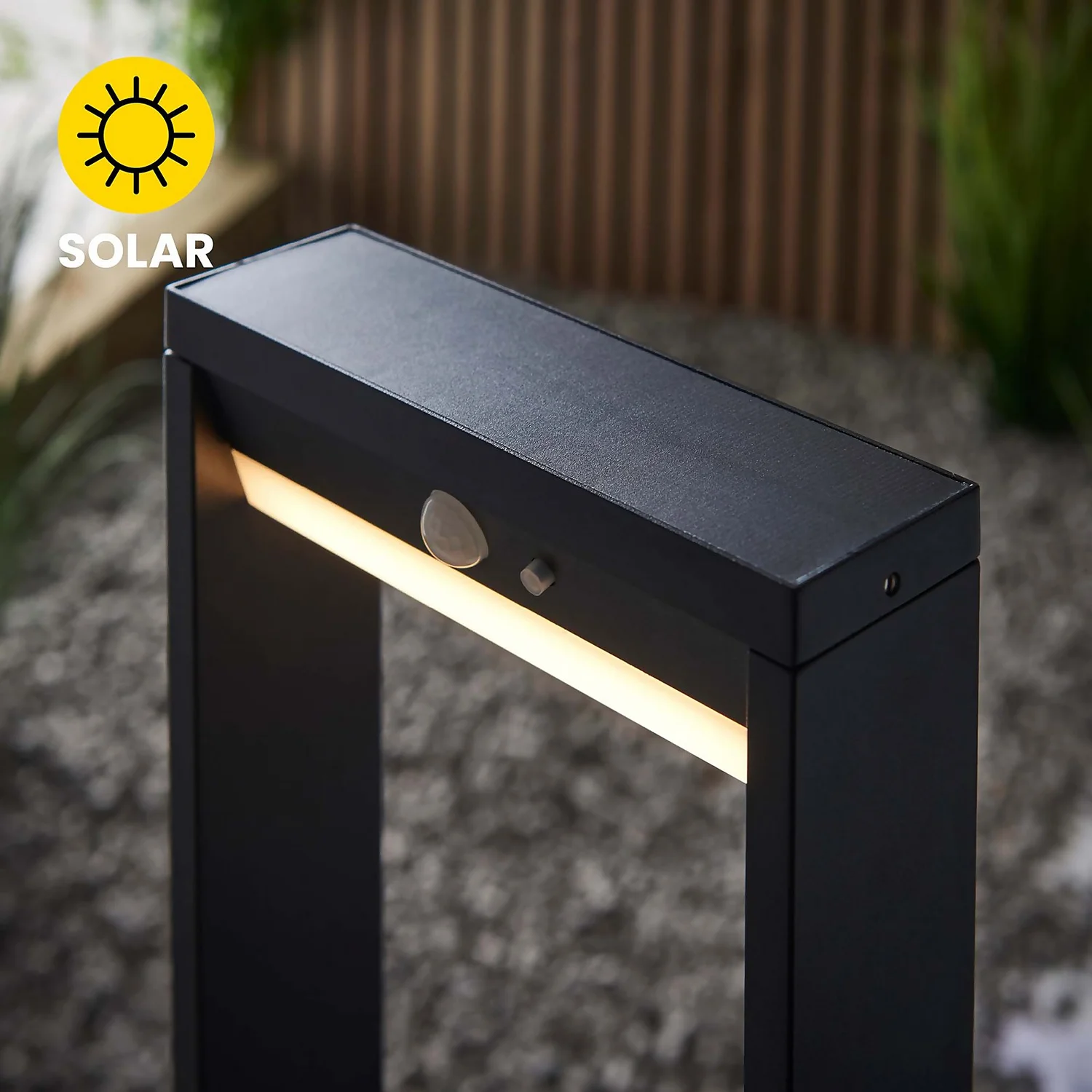 Dannah 50cm Photocell & PIR Solar Outdoor Floor Light - Black 9 Dannah 50cm Photocell & PIR Solar Outdoor Floor Light - Black - Image 7