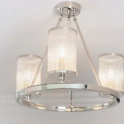 Easton Semi Flush Light - 3lt Nickel -Home Lighting 13794251 3694957105380618