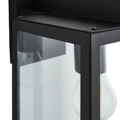 Hestia E27 Glass Panel Outdoor Box Lantern - Black -Home Lighting 13924362 1874980109381578