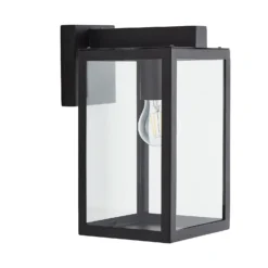 Hestia E27 Glass Panel Outdoor Box Lantern - Black -Home Lighting 13924362 1994980109353483