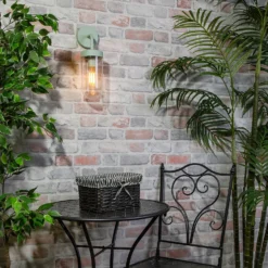 Kew Curved Arm E27 Outdoor Wall Light - Mint -Home Lighting 13924367 1554981979588862