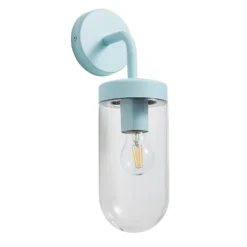 Kew Curved Arm E27 Outdoor Wall Light - Pale Blue -Home Lighting 13924368 1814980108023538