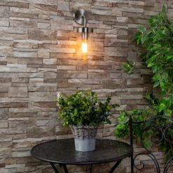 Kew Curved Arm E27 Outdoor Wall Light - Stainless Steel -Home Lighting 13924369 2304980107883078