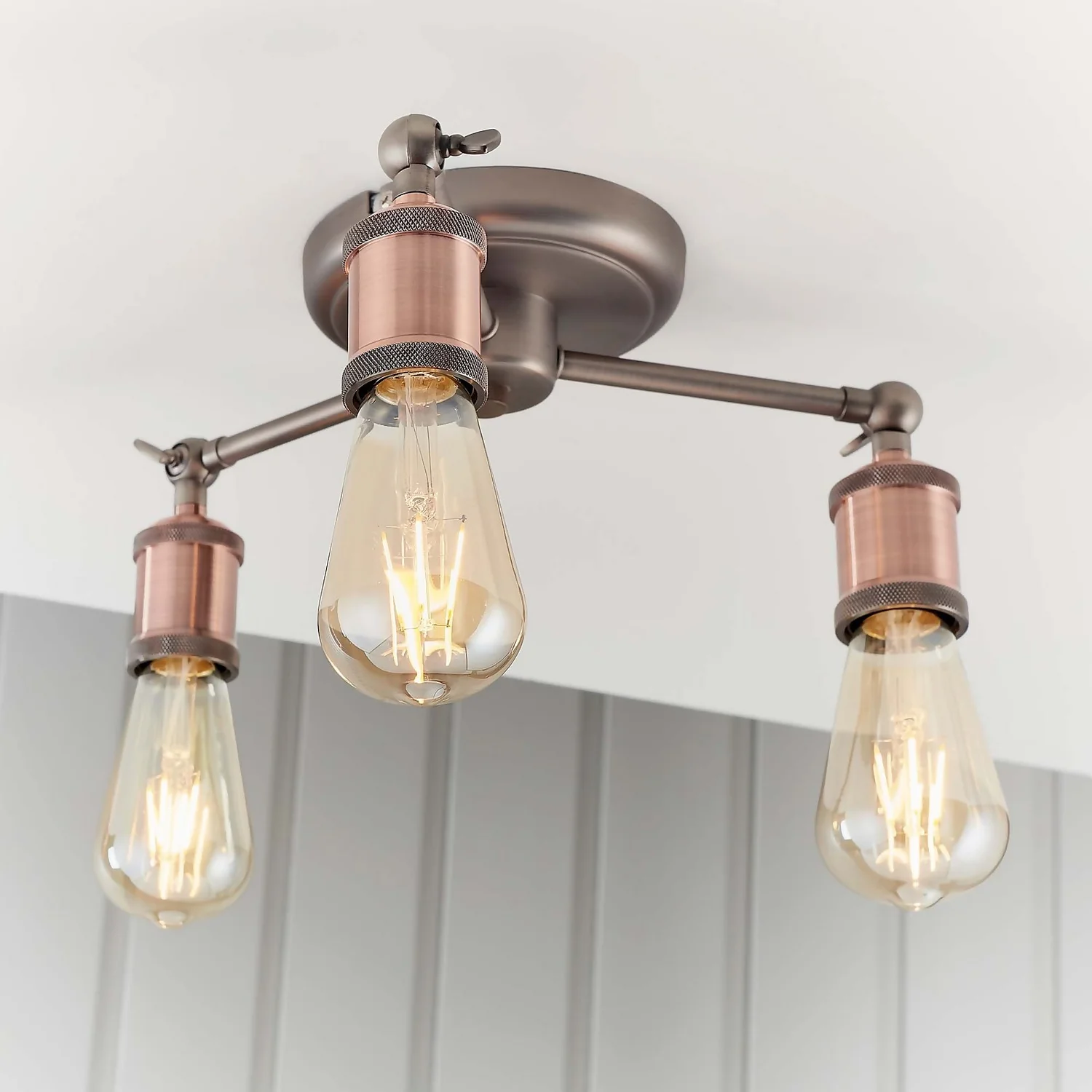 Henrik 3 Light Semi Flush Ceiling Light - Pewter 3 Henrik 3 Light Semi Flush Ceiling Light - Pewter