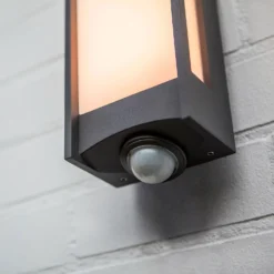 Lutec Qubo LED Outdoor Wall Light With PIR Motion Sensor - Anthracite -Home Lighting 13950215 1054993052512797