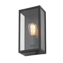 Minerva Outdoor Box Lantern Wall Light - Black -Home Lighting 13956092 8584995190292484