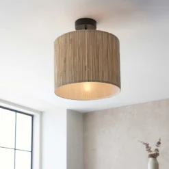 Caen Semi Flush Ceiling Light - Natural -Home Lighting 14301796 1595038439089281