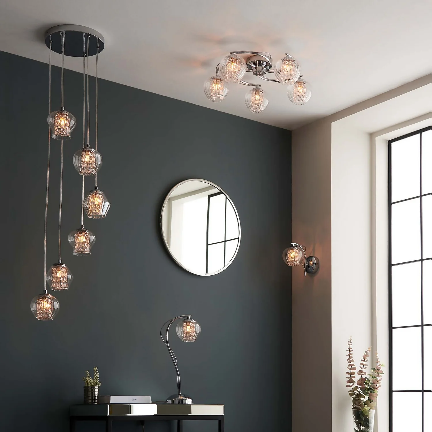 Clashmore Cluster Pendant Ceiling Light - Chrome Effect 10 Clashmore Cluster Pendant Ceiling Light - Chrome Effect - Image 8
