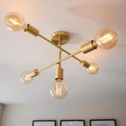 Logie Semi Flush Ceiling Light - Brass Effect -Home Lighting 14301818 1055038438992516