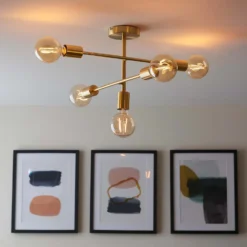 Logie Semi Flush Ceiling Light - Brass Effect -Home Lighting 14301818 1365038438855872