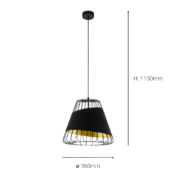 Eglo Austell Pendant Ceiling Light - Black & Gold -Home Lighting 14302951 1145038223122290