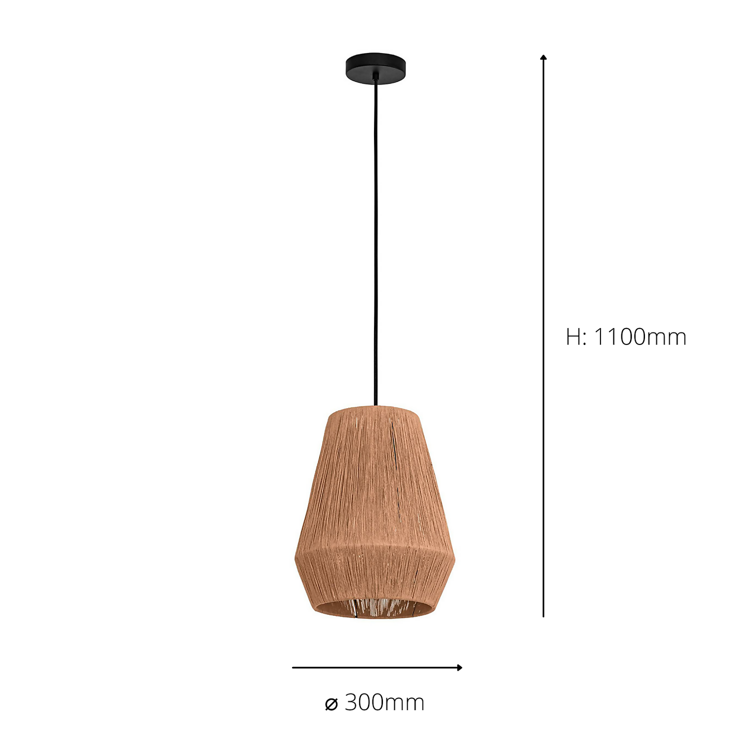 Eglo Alderney Pendant Ceiling Light - Black & Natural 8 Eglo Alderney Pendant Ceiling Light - Black & Natural - Image 6