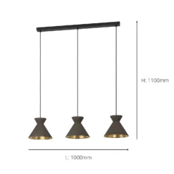 Eglo Nastasia 3 Lamp Pendant Diner Bar Light - Cappuccino & Brass -Home Lighting 14302968 6225039958073122