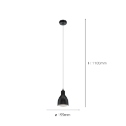 Eglo Priddy Pendant Ceiling Light - Black -Home Lighting 14302969 1445038223728401