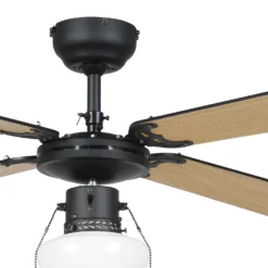 Eglo Fortaleza Ceiling Fan With Light - Matt Black & Wood -Home Lighting 14742119 1245052700376421