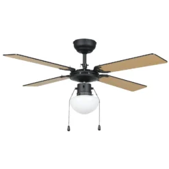 Eglo Fortaleza Ceiling Fan With Light - Matt Black & Wood -Home Lighting 14742119 1855052700274466
