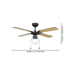Eglo Fortaleza Ceiling Fan With Light - Matt Black & Wood -Home Lighting 14742119 6635052700447398